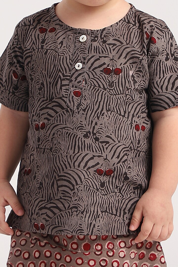 Brown Cotton Pant Set by The Baby Label at Pernia's Pop Up Shop