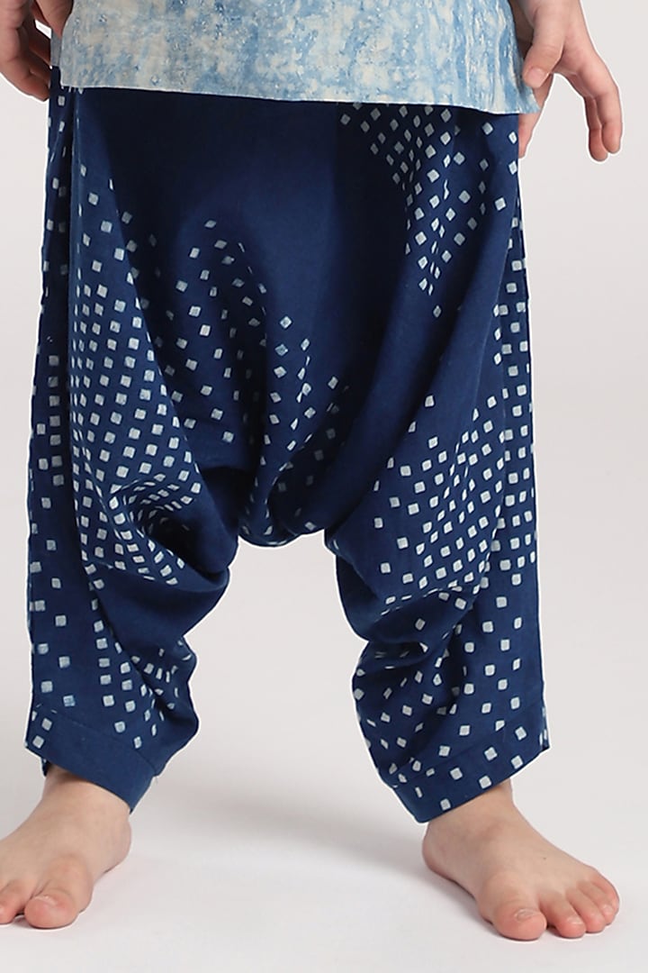 Dark Blue Cotton Harem Pant Set by The Baby Label at Pernia's Pop Up Shop