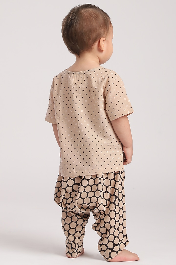 Brown Cotton Hand-Block Printed Pant Set by The Baby Label at Pernia's Pop Up Shop