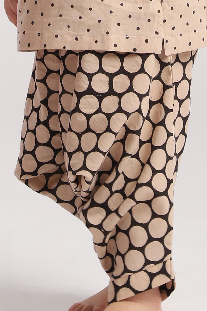 Brown Cotton Hand-Block Printed Pant Set by The Baby Label at Pernia's Pop Up Shop