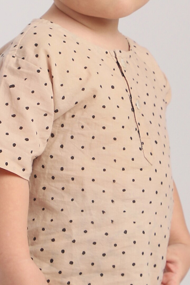 Brown Cotton Hand-Block Printed Pant Set by The Baby Label at Pernia's Pop Up Shop