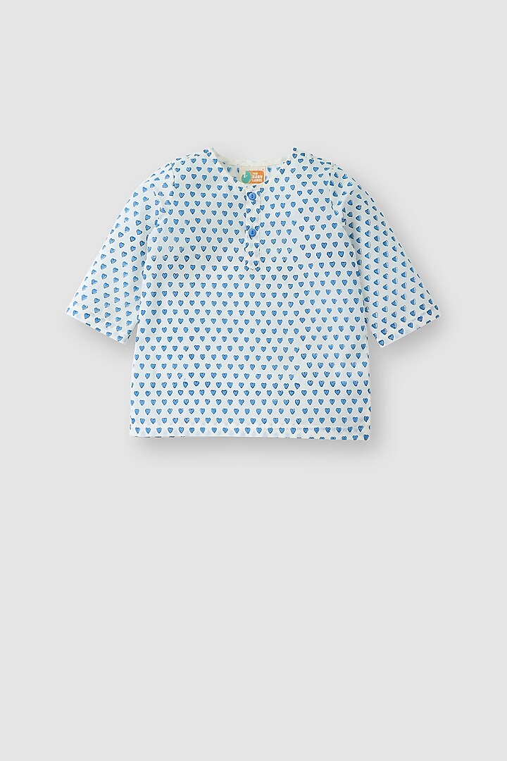 Blue Hand Block Printed Kurta Set by The Baby Label at Pernia's Pop Up Shop