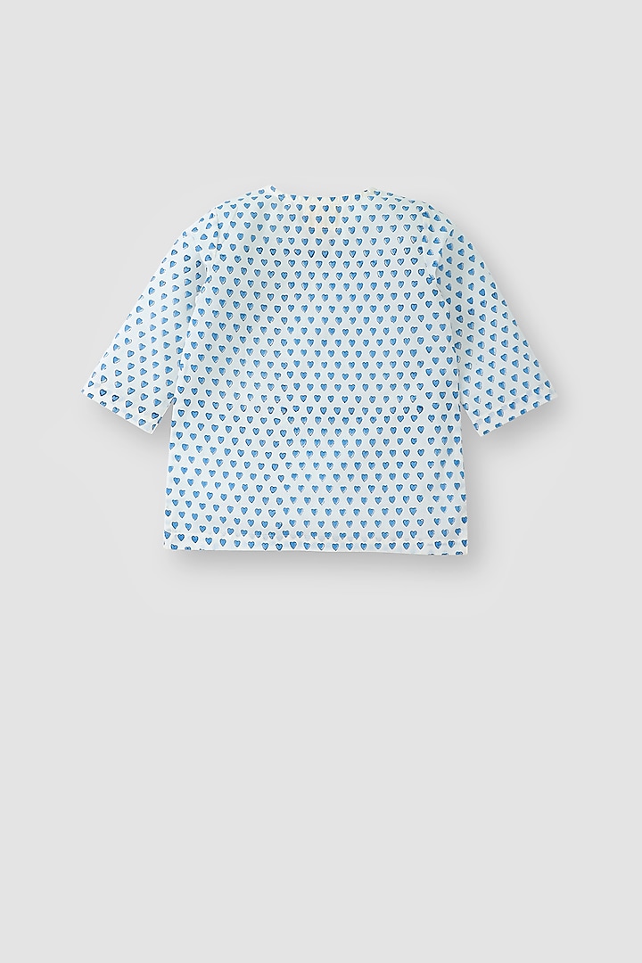 Blue Hand Block Printed Kurta Set by The Baby Label at Pernia's Pop Up Shop