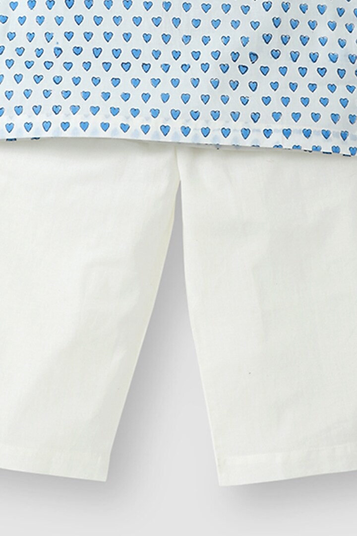 Blue Hand Block Printed Kurta Set by The Baby Label at Pernia's Pop Up Shop