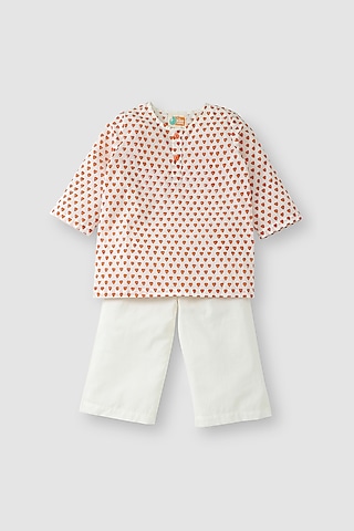 Orange Printed Kurta Set by The Baby Label
