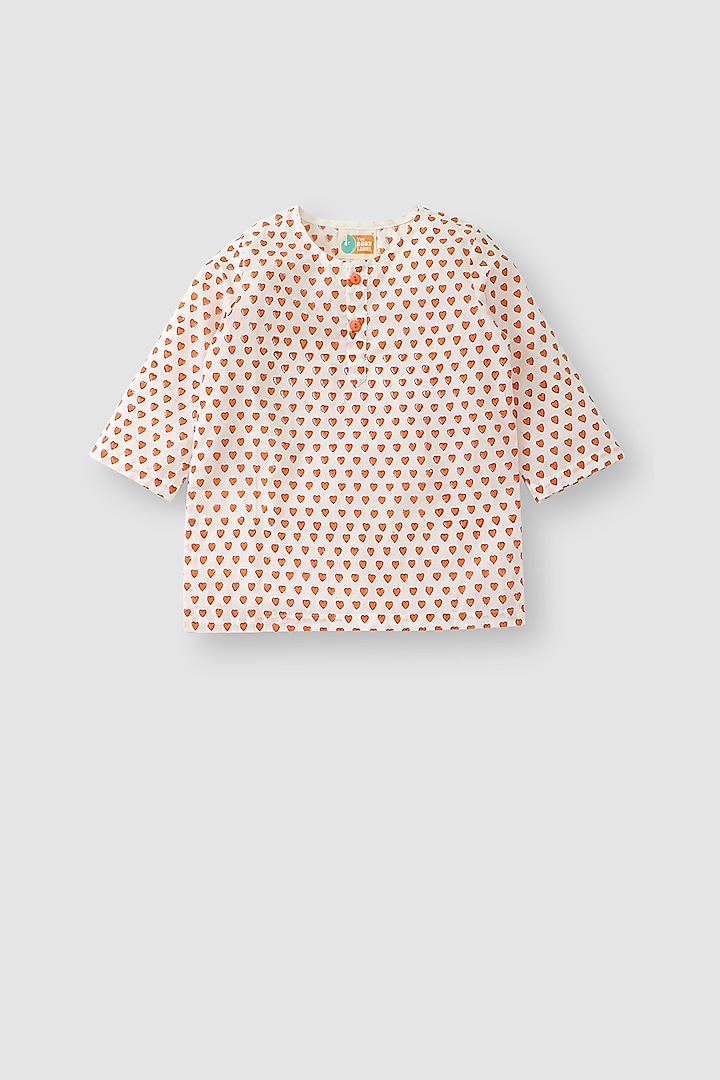 Orange Printed Kurta Set by The Baby Label at Pernia's Pop Up Shop