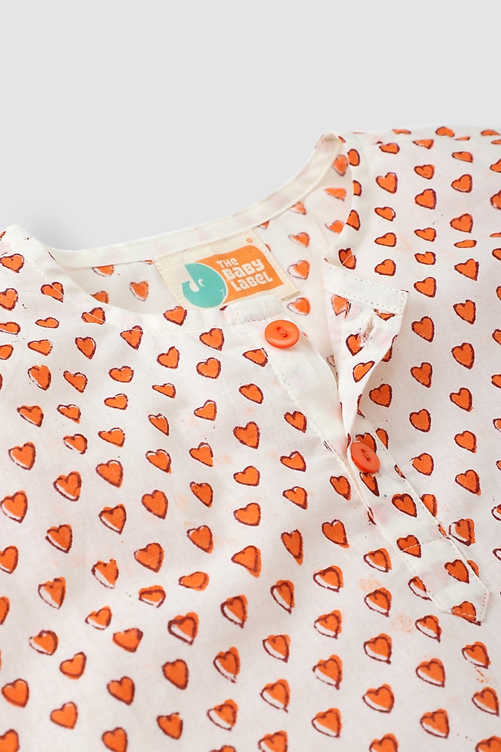 Orange Printed Kurta Set by The Baby Label at Pernia's Pop Up Shop