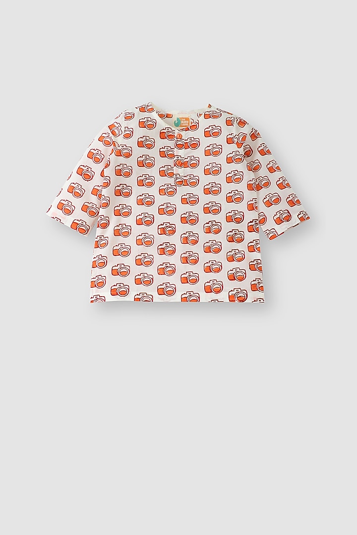 Pale Orange Hand Block Printed Kurta Set by The Baby Label at Pernia's Pop Up Shop