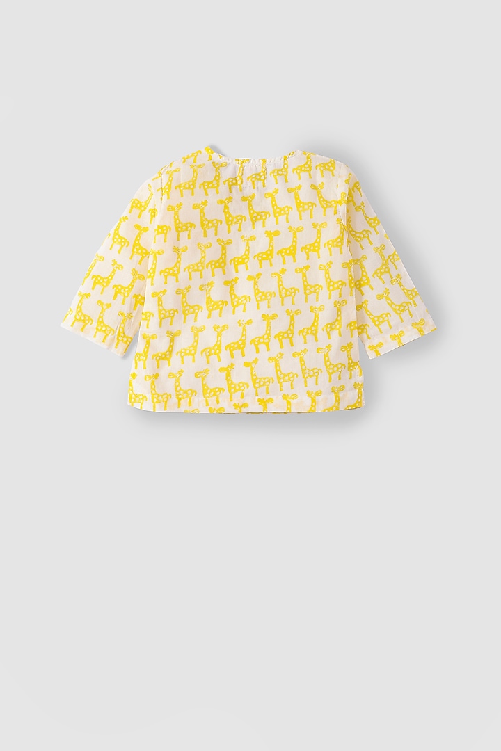 Yellow Hand Block Printed Kurta Set by The Baby Label at Pernia's Pop Up Shop