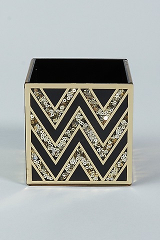 Gold & Black Chevron Sequins 
 Spoon Holder by The Bling Edit