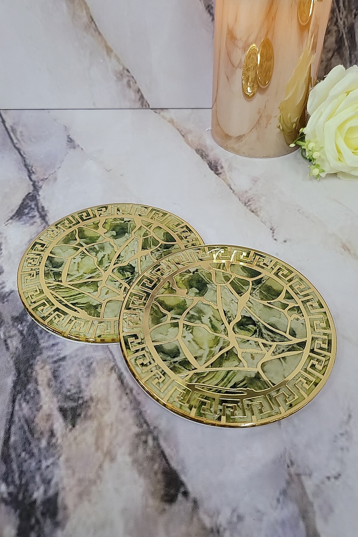Green Polymer Handcrafted Coaster Set by The Bling Edit