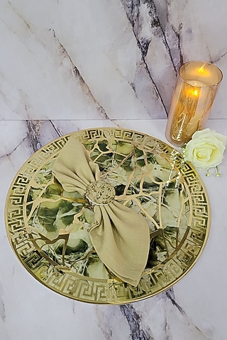 Green Polymer Handrafted Round Placemat by The Bling Edit