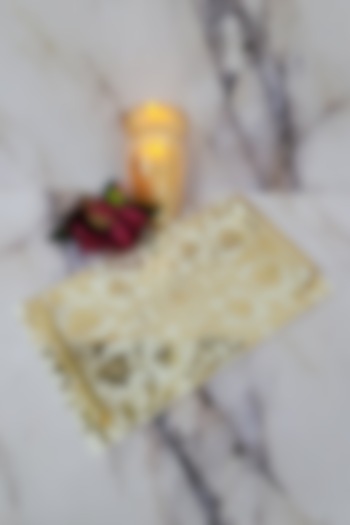 White & Gold Polymer Handcrafted Tray by The Bling Edit at Pernia's Pop Up Shop