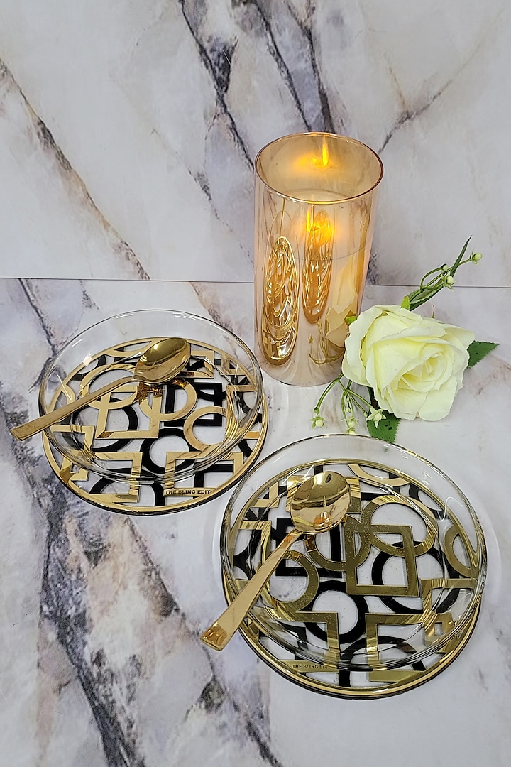 Black & Gold Polymer Handcrafted Bowl Set by The Bling Edit at Pernia's Pop Up Shop