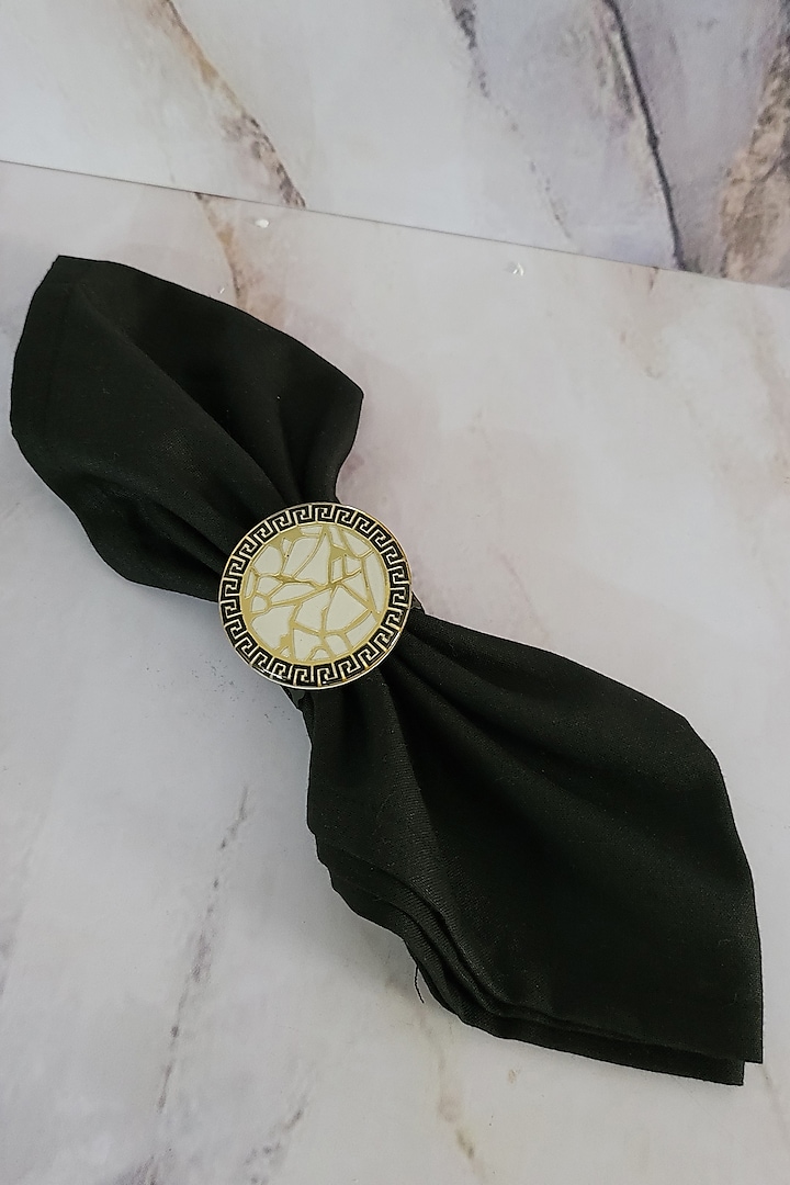 White & Gold Polymer Handcrafted Napkin Ring Set by The Bling Edit at Pernia's Pop Up Shop