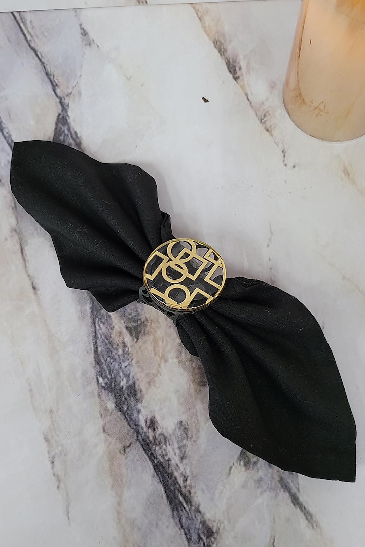 Black & Gold Polymer Handcrafted Napkin Ring Set by The Bling Edit at Pernia's Pop Up Shop