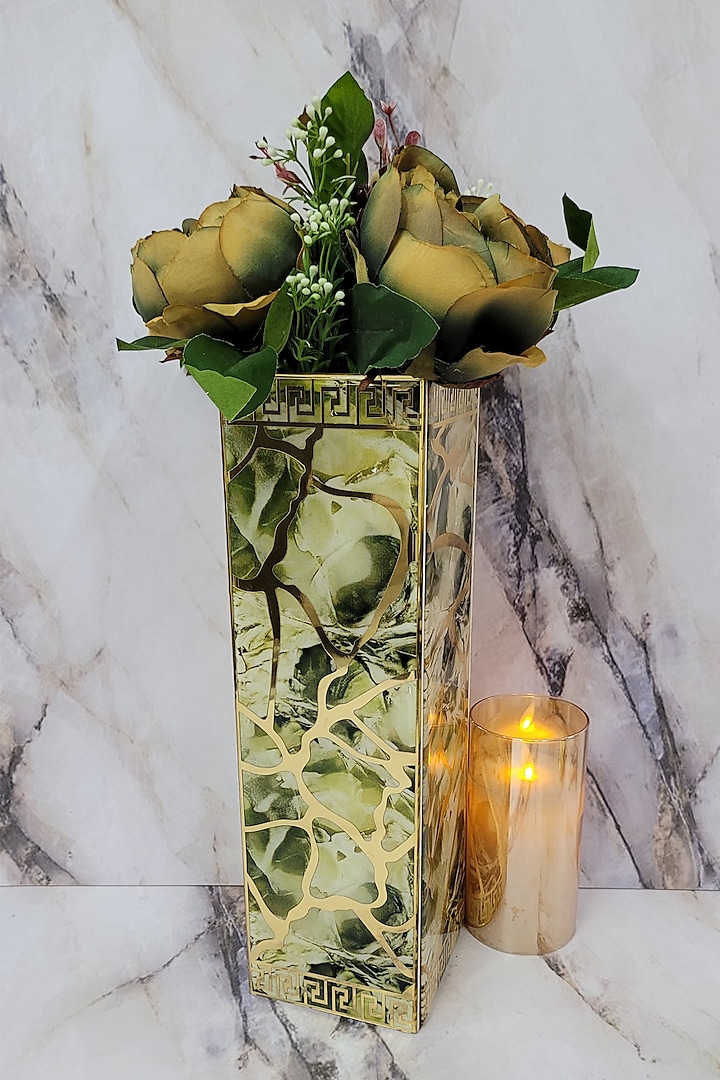 Green Polymer Handcrafted Flower Vase by The Bling Edit