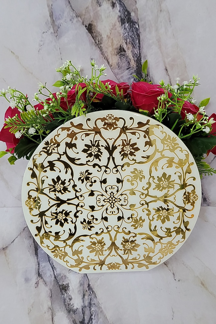 White & Gold Polymer Handcrafted Flower Vase by The Bling Edit at Pernia's Pop Up Shop