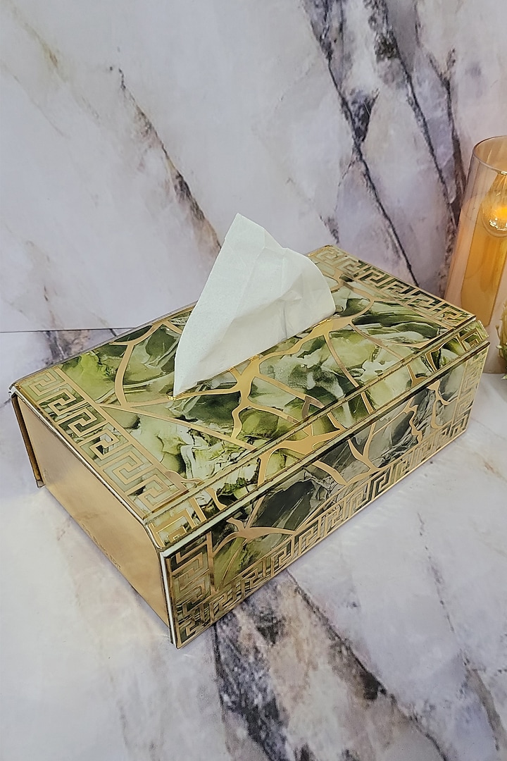 Green Polymer Handcrafted Tissue Box by The Bling Edit