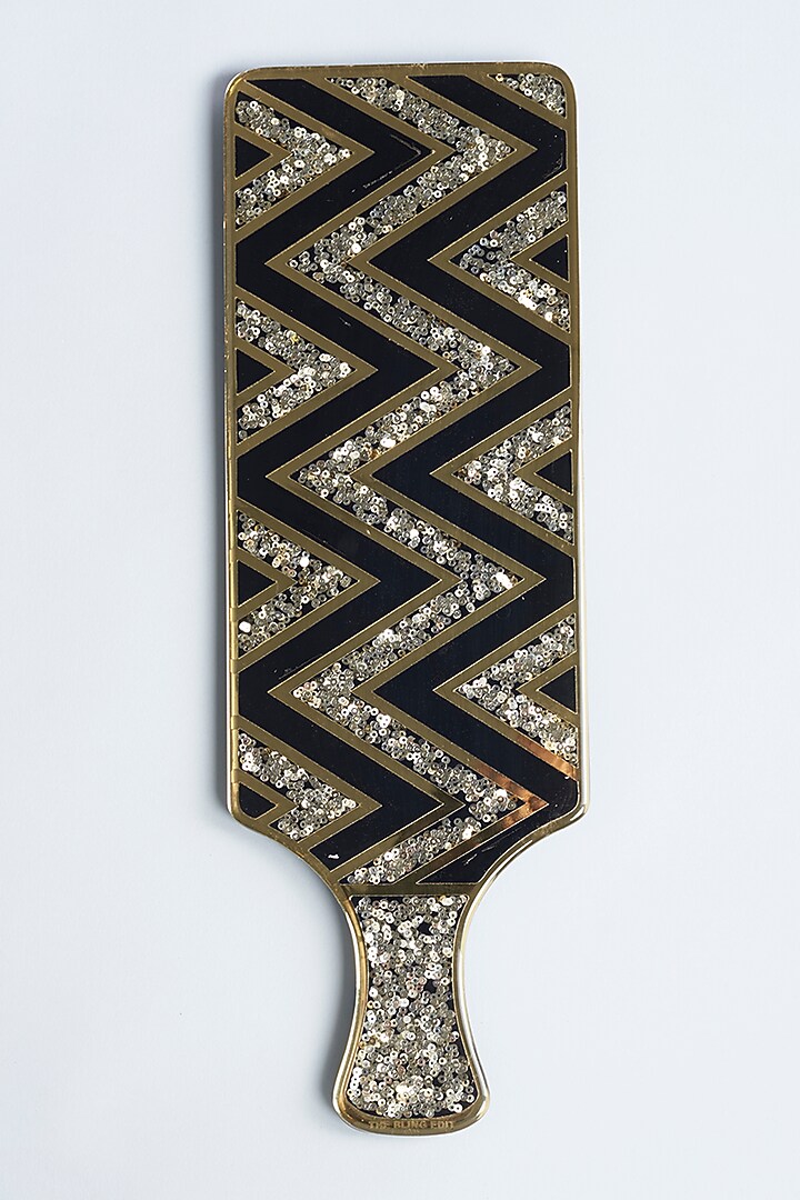 Chevron Sequins Gold & Black Platter by The Bling Edit at Pernia's Pop Up Shop