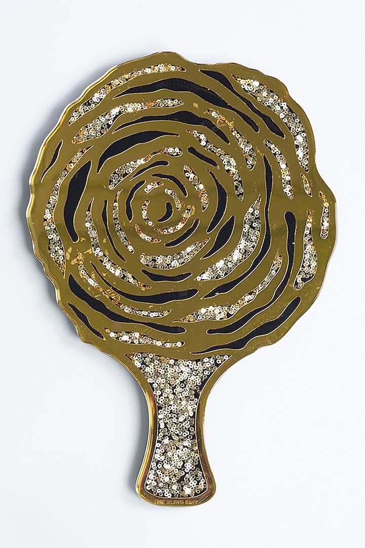 Rosette Sequins Gold & Black Platter by The Bling Edit