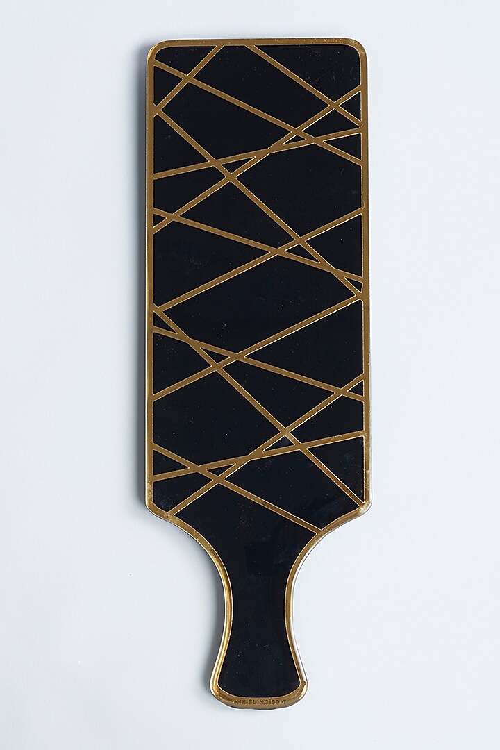 Dancing Lines Black & Gold Platter by The Bling Edit at Pernia's Pop Up Shop