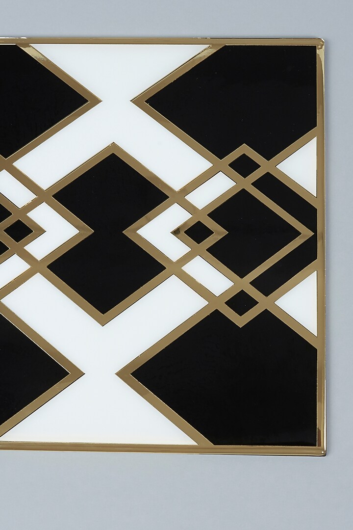Trapeze Black, White & Gold Placemat by The Bling Edit at Pernia's Pop Up Shop