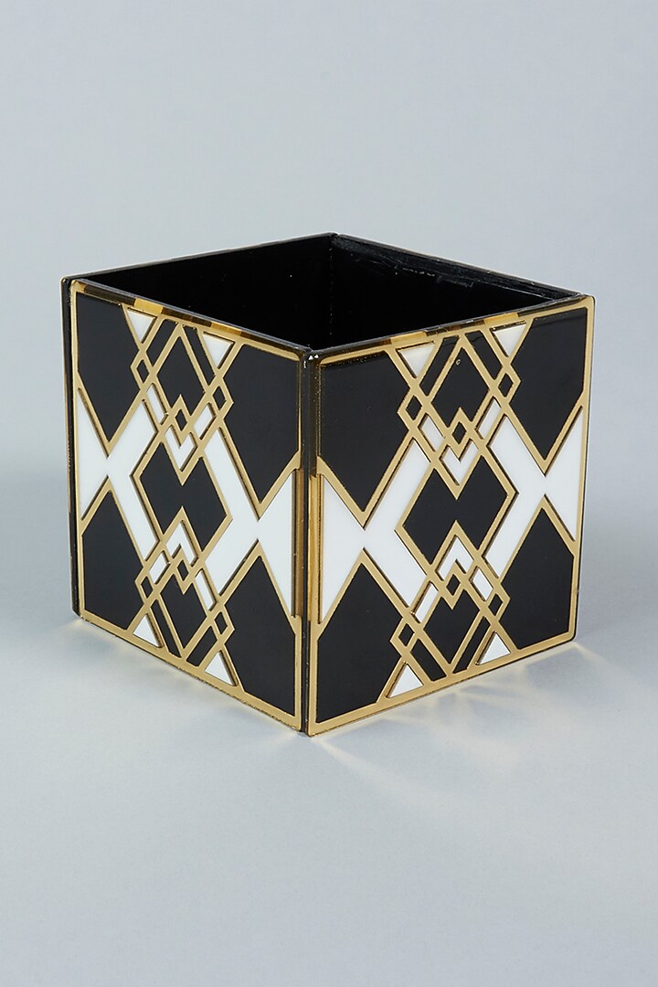 Trapeze Black, White & Gold Spoon Holder by The Bling Edit at Pernia's Pop Up Shop