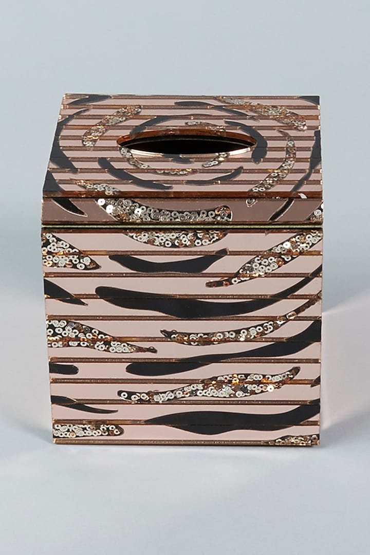 Rose Gold & Black Rosette Sequins Tissue Box by The Bling Edit at Pernia's Pop Up Shop