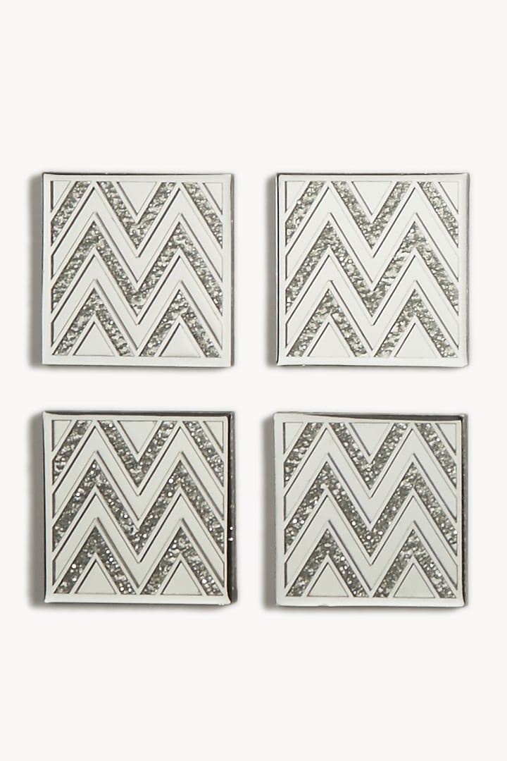 Silver Chevron Crystal Coaster (Set of 4) by The Bling Edit at Pernia's Pop Up Shop