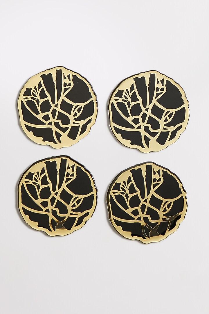 Gold & Black Handcrafted Coasters (Set of 4) by The Bling Edit at Pernia's Pop Up Shop