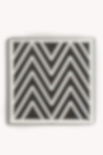 Silver & Black Chevron Printed Coasters (Set of 4) by The Bling Edit