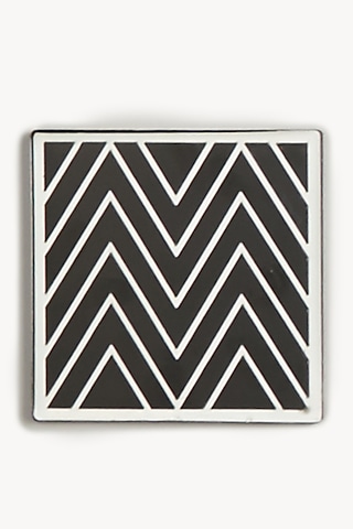 Silver & Black Chevron Printed Coasters (Set of 4) by The Bling Edit
