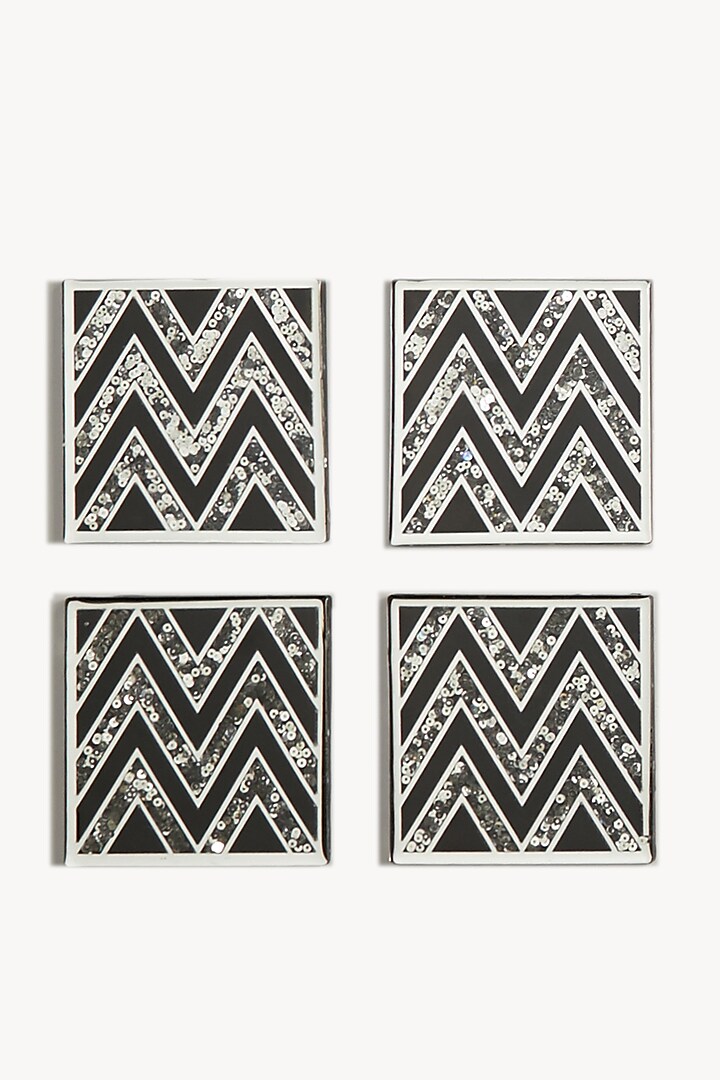 Silver Sequins Handcrafted Coasters (Set of 4) by The Bling Edit at Pernia's Pop Up Shop