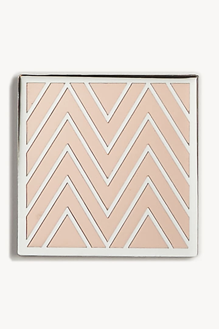 Silver & Rose Gold Chevron Printed Coasters (Set of 4) by The Bling Edit