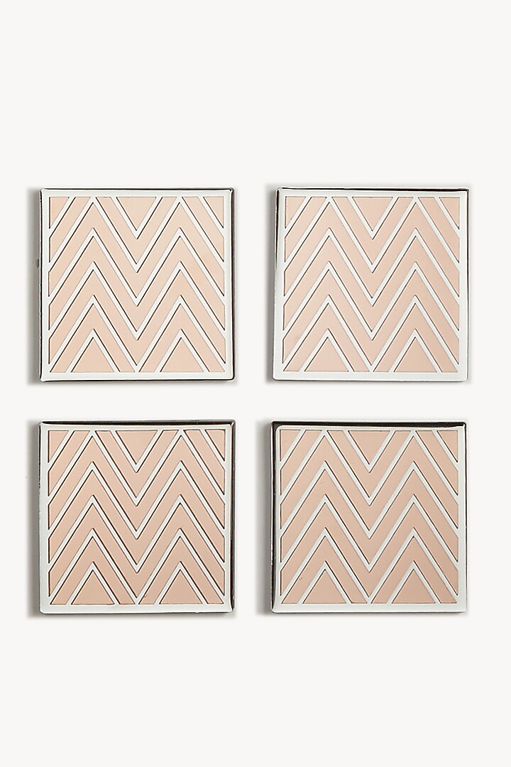 Silver & Rose Gold Chevron Printed Coasters (Set of 4) by The Bling Edit at Pernia's Pop Up Shop