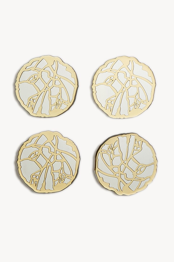 Gold & Silver Handcrafted Coasters (Set of 4) by The Bling Edit at Pernia's Pop Up Shop