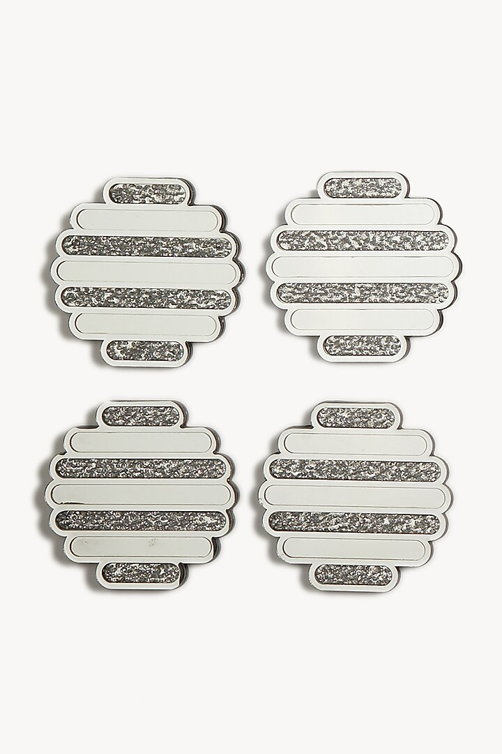 Silver Handcrafted Crystal Coasters (Set of 4) by The Bling Edit at Pernia's Pop Up Shop