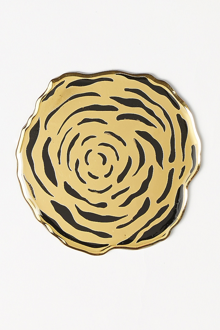 Gold & Black Handcrafted Rosette Coasters (Set of 4) by The Bling Edit