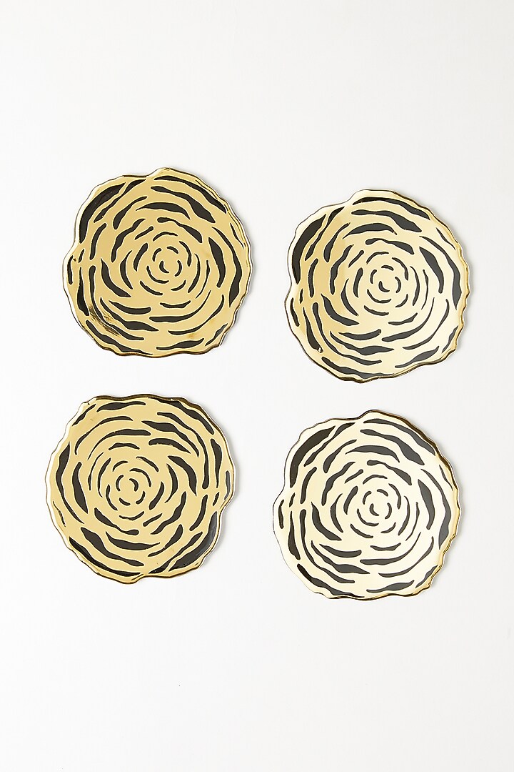 Gold & Black Handcrafted Rosette Coasters (Set of 4) by The Bling Edit at Pernia's Pop Up Shop