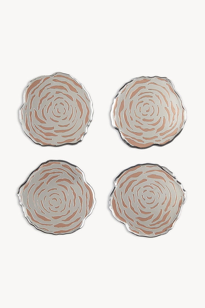 Silver & Rose Gold Handcrafted Rosette Coasters (Set of 4) by The Bling Edit at Pernia's Pop Up Shop