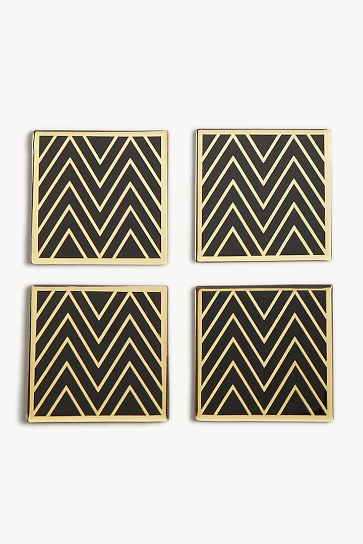 Gold & Black Handcrafted Coasters (Set of 4) by The Bling Edit at Pernia's Pop Up Shop