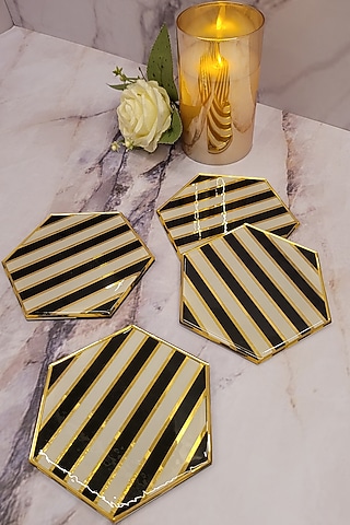 Liner Black & White Coasters (Set of 4) by The Bling Edit