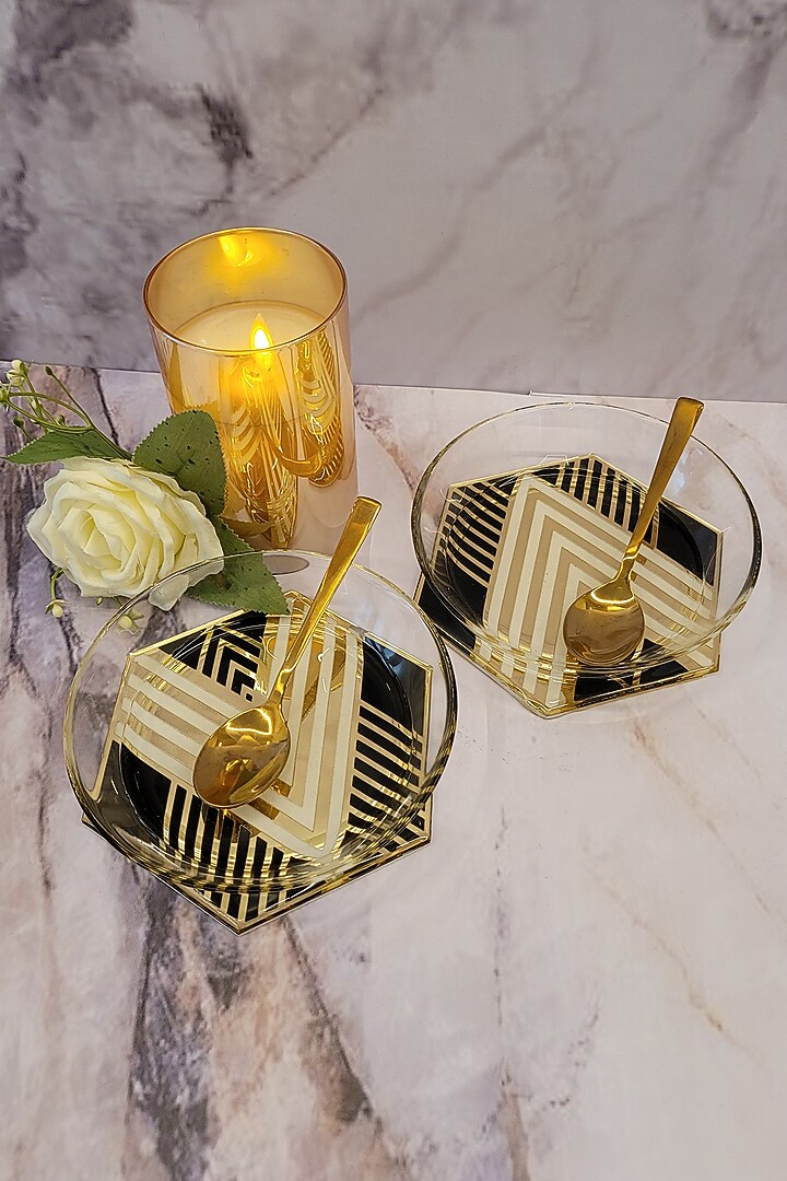 Pinnacle Black & White Bowl & Spoon Set by The Bling Edit at Pernia's Pop Up Shop