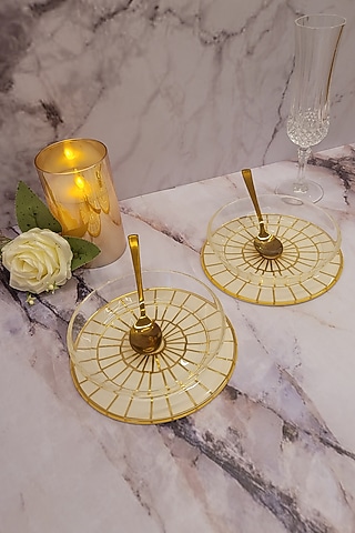 Gold & White Handcrafted Bowl & Spoon Set  by The Bling Edit