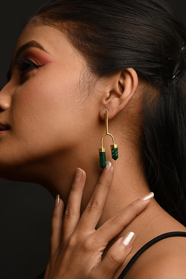 Gold Finish Dangler & Drop Earrings by THE BLING GIRLL at Pernia's Pop Up Shop