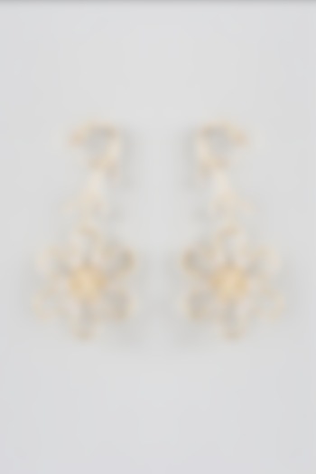 Gold Finish Floral Dangler Earrings by THE BLING GIRLL