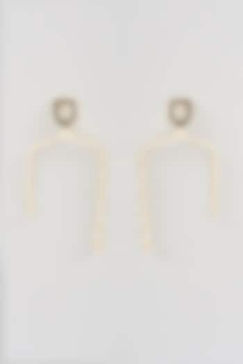 Gold Finish Black Onyx Dangler Earrings by THE BLING GIRLL at Pernia's Pop Up Shop