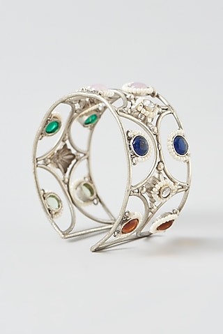 Oxidised Finish Green & Red Stone Bracelet by THE BLING GIRLL