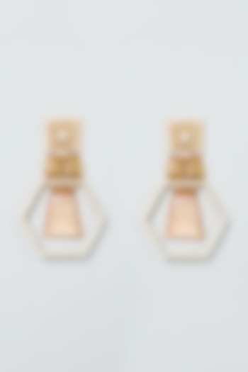 Gold Finish Handcrafted Hexagon Earrings by THE BLING GIRLL